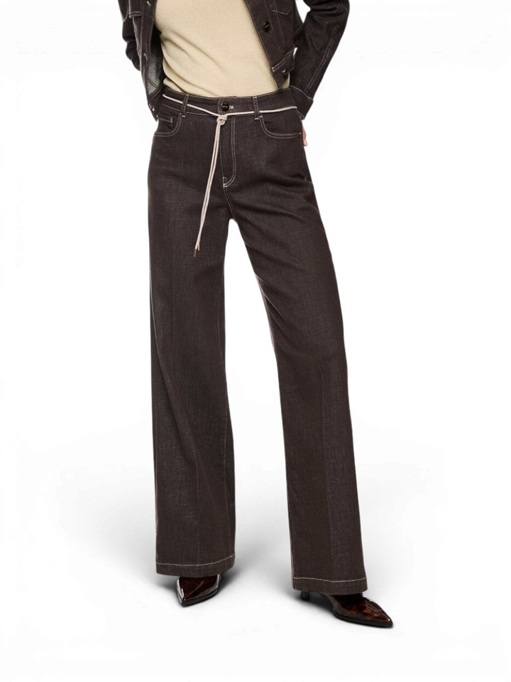 Donkerbruine jeans met glitter en rechte pijp detail Marccain