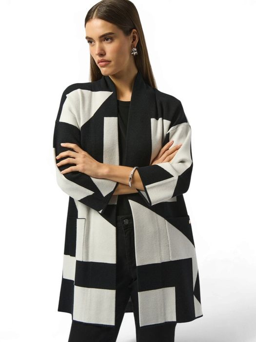 Openvallende cardigan met zwart witte print Joseph Ribkoff