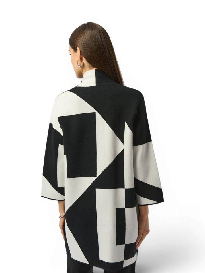 Openvallende cardigan met zwart witte print Joseph Ribkoff 