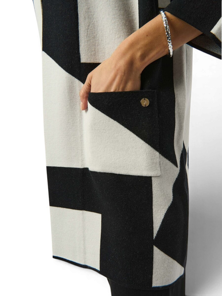 Openvallende cardigan met zwart witte print Joseph Ribkoff 