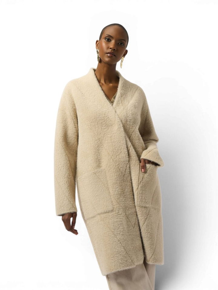 Beige lange zachte mantel Joseph Ribkoff 