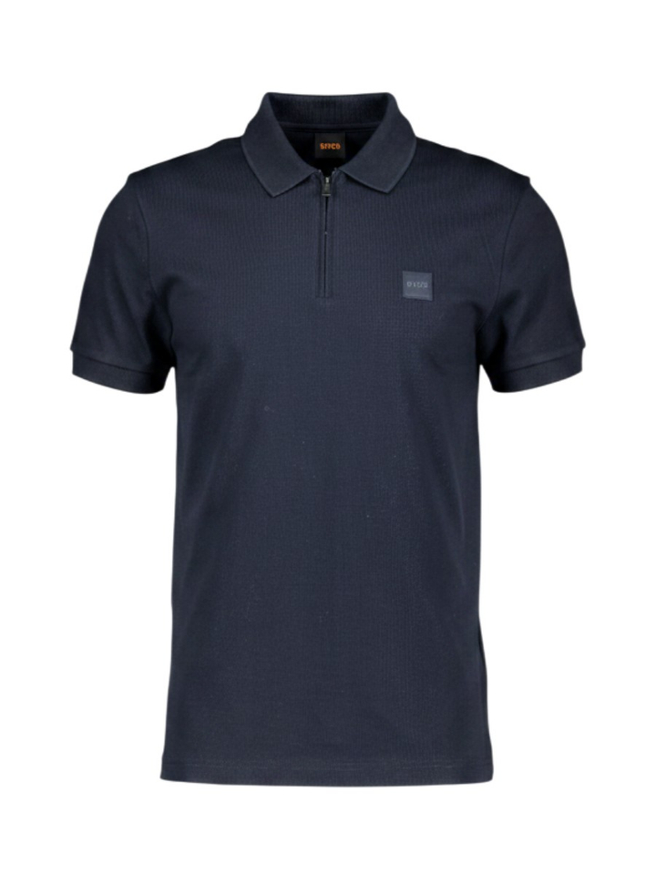 Donkerblauwe polo met korte rits Hugo Boss 