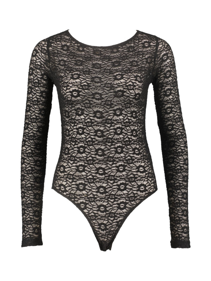 Zwarte kanten body met lange mouwen Bolero Grace & Mila