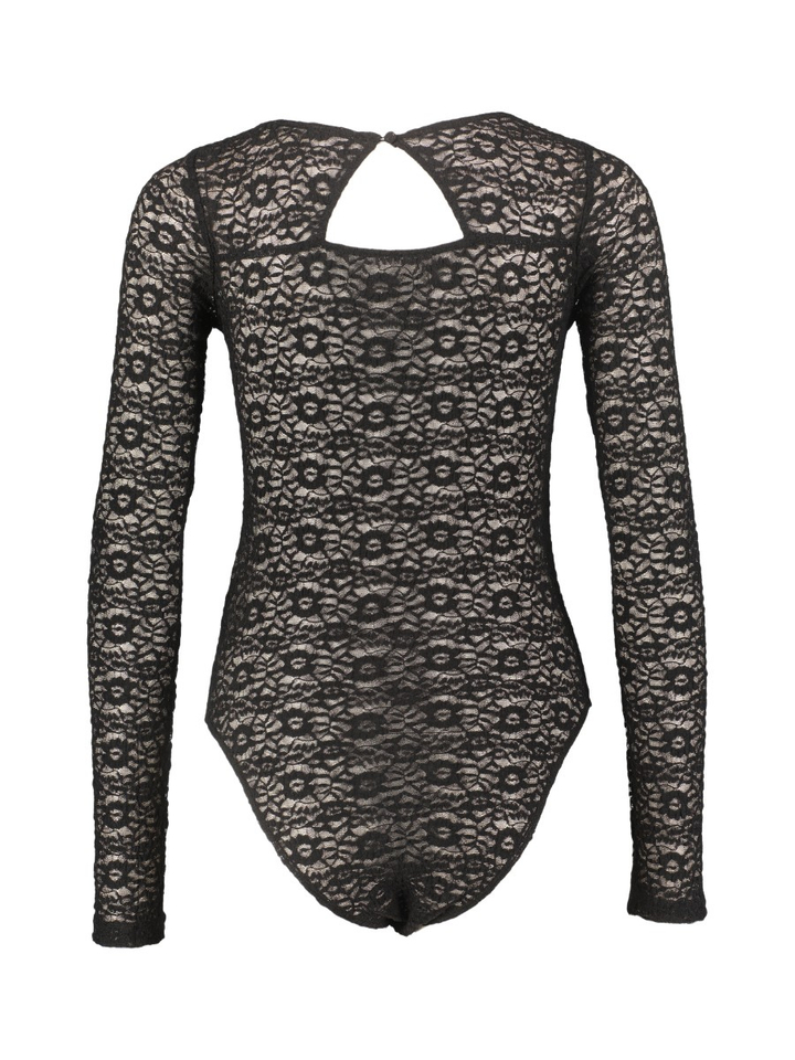 Zwarte kanten body met lange mouwen Bolero Grace & Mila
