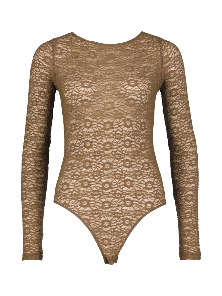 Kaki kanten body met lange mouwen Bolero Grace & Mila