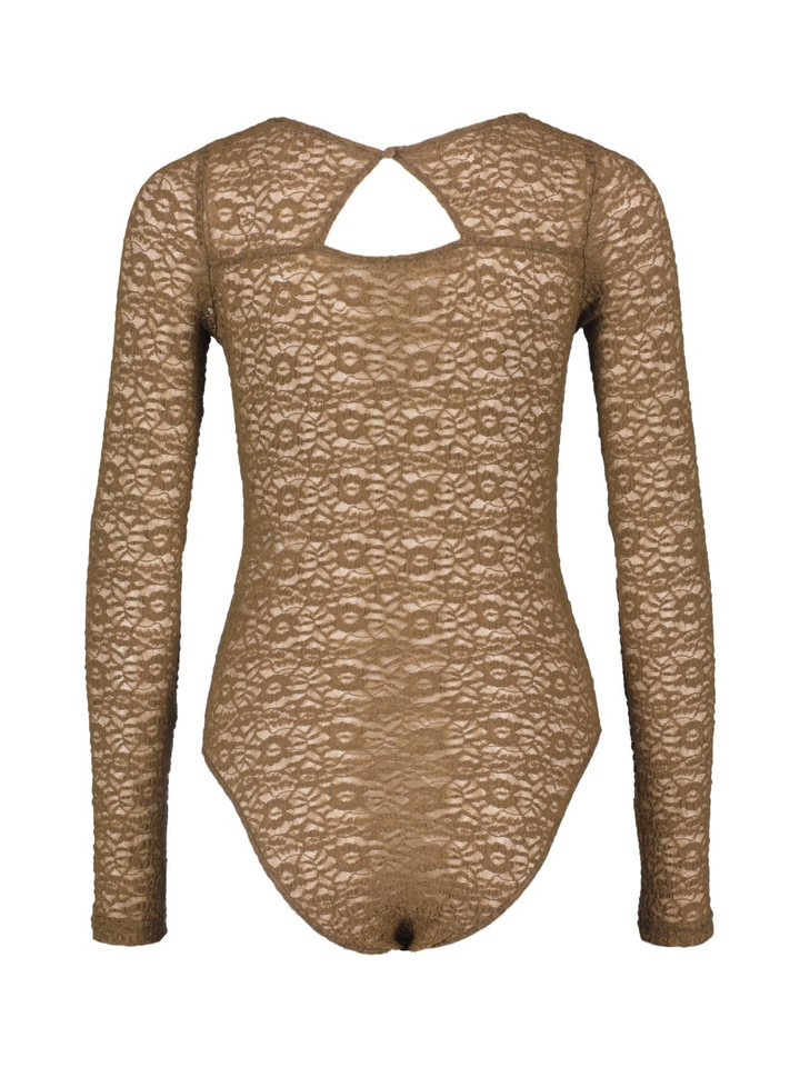 Kaki kanten body met lange mouwen Bolero Grace & Mila