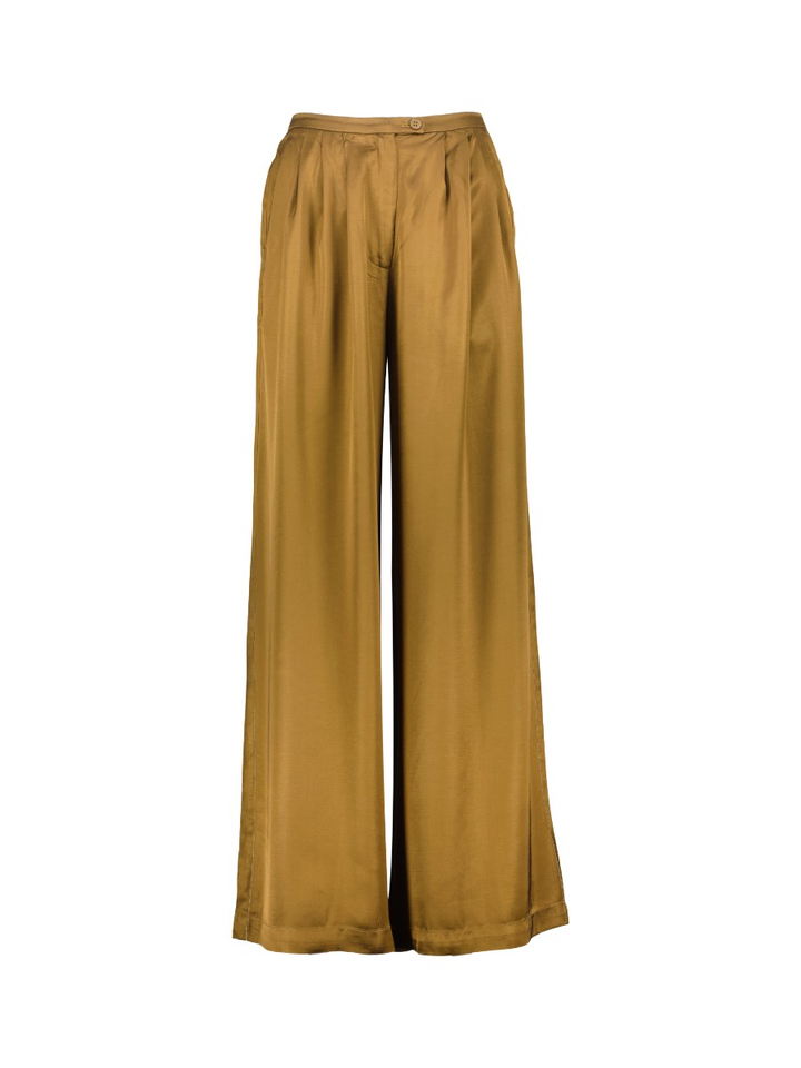 Kakigroene wijde broek met elastische taille BARNABE Grace & Mila 