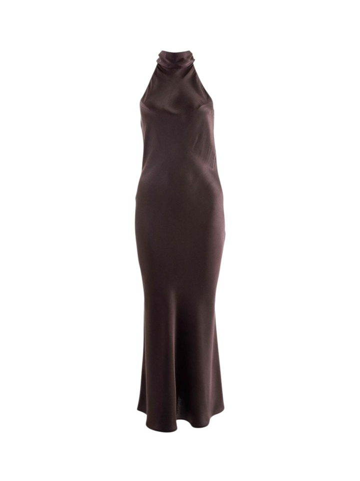 Bruin maxi kleed met lint achteraan BELLA Grace & Mila