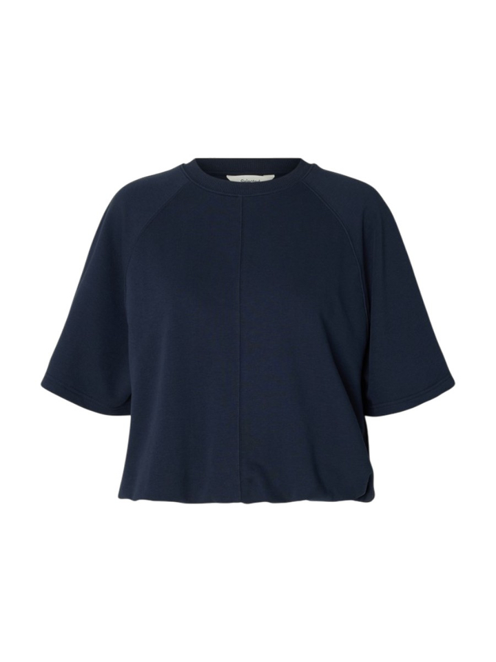 Donkerblauwe trui met elastiek Selected