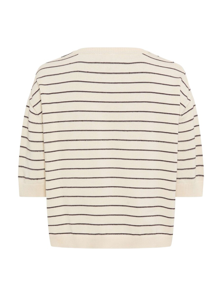 Ecru pull met bordeaux strepen Brax