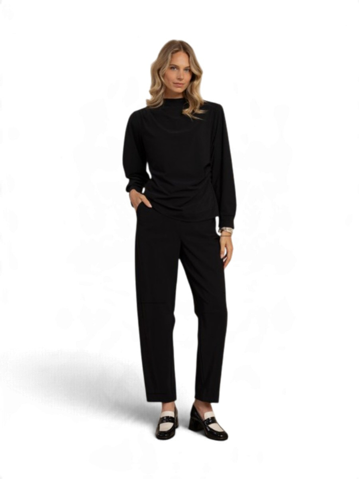 Zwarte geklede broek met elastische taille Studio Anneloes