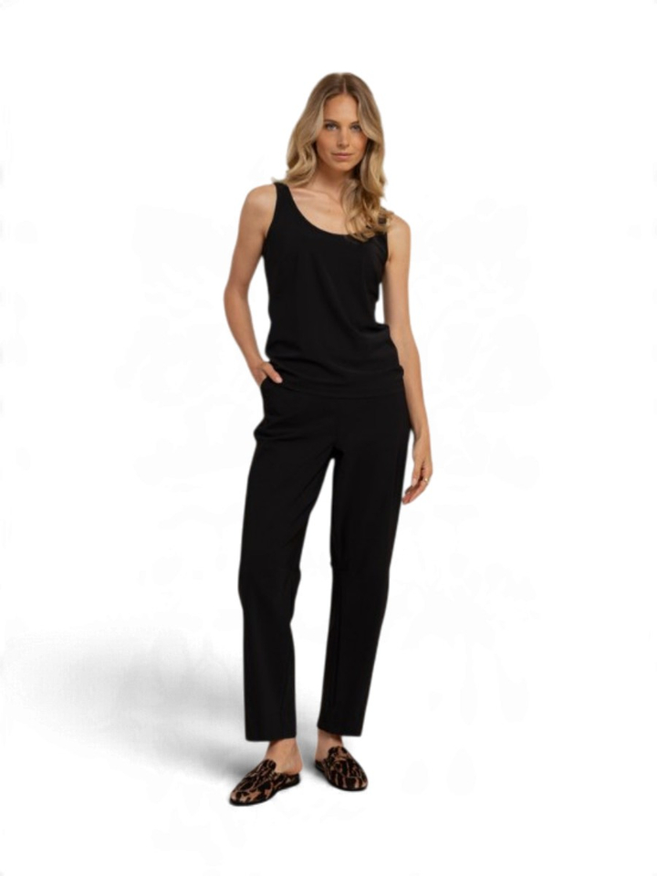 Zwarte geklede broek met elastische taille Studio Anneloes
