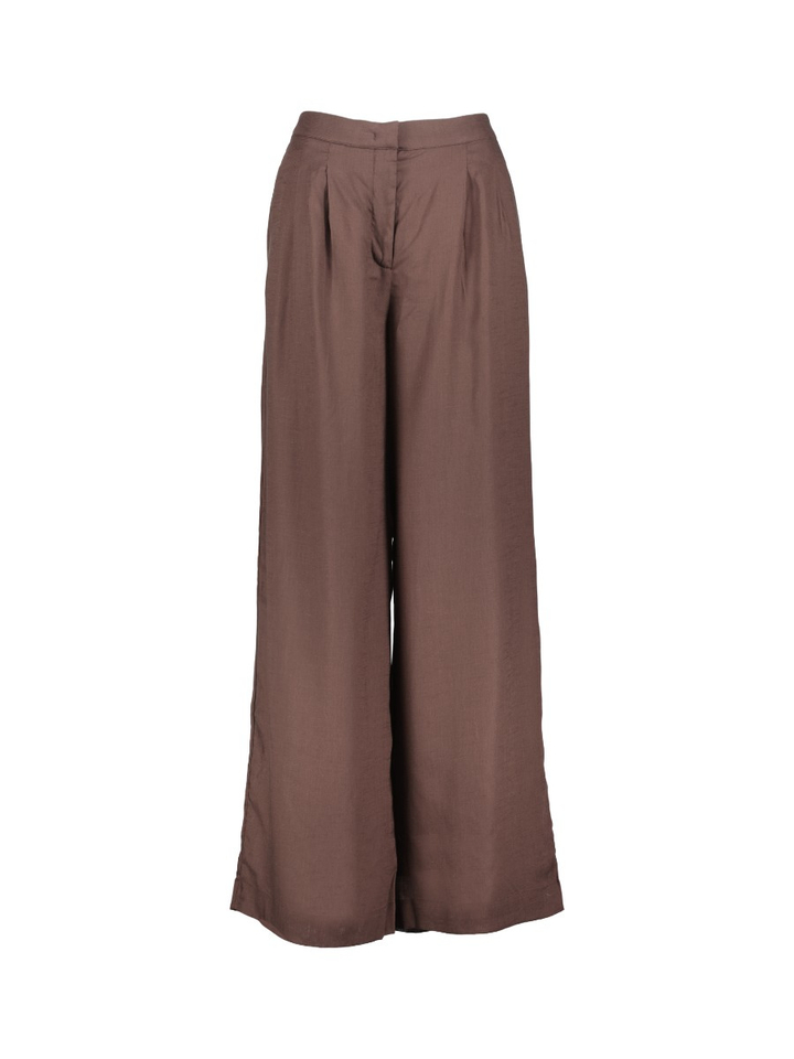 Donkerbruine soepelvallende broek Yaya