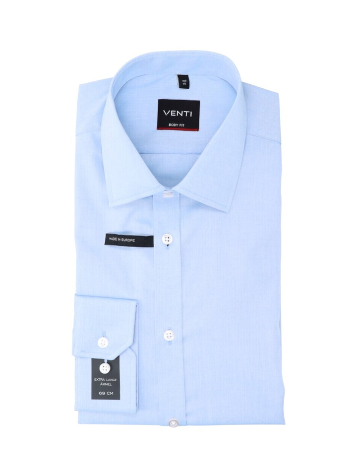 Lichtblauw katoenen hemd (slim fit) met extra lange mouwen Venti