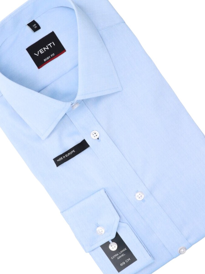 Lichtblauw katoenen hemd (slim fit) met extra lange mouwen Venti