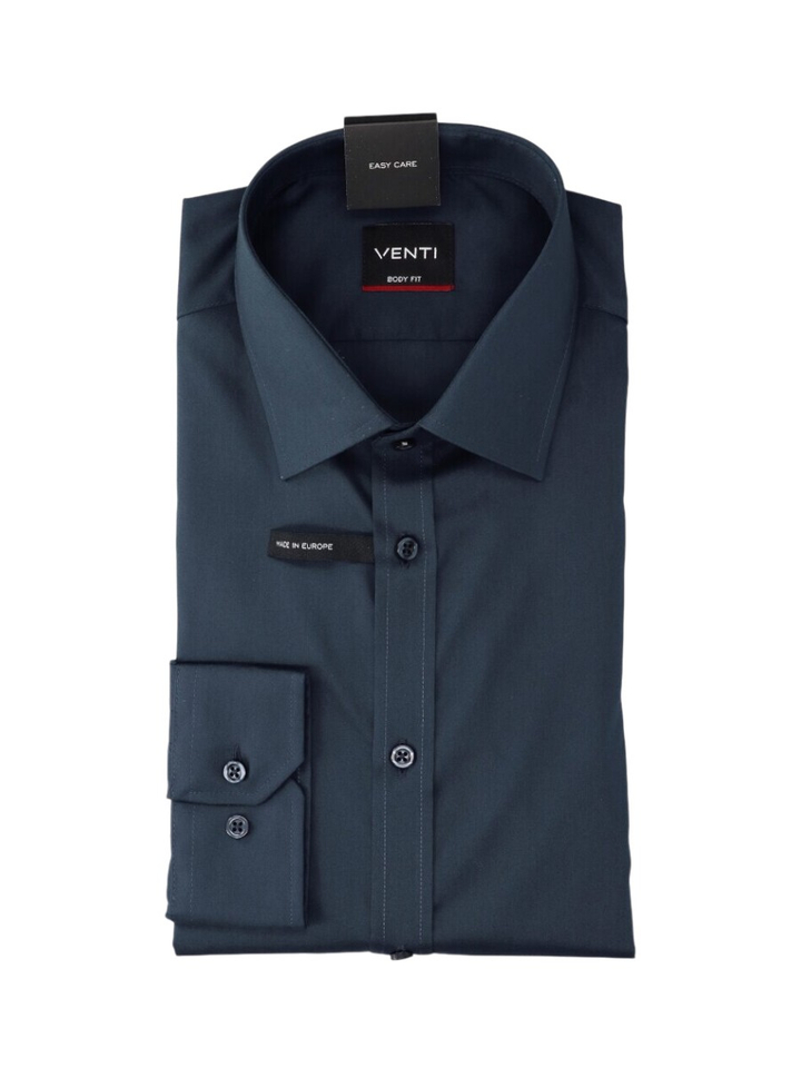 Blauw katoenen hemd (regular fit) en lange mouwen Venti