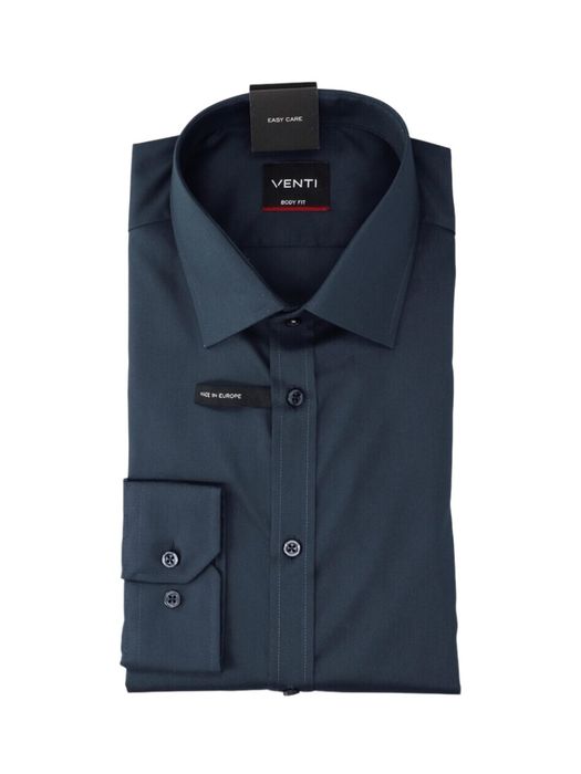 Blauw katoenen hemd (regular fit) en lange mouwen Venti