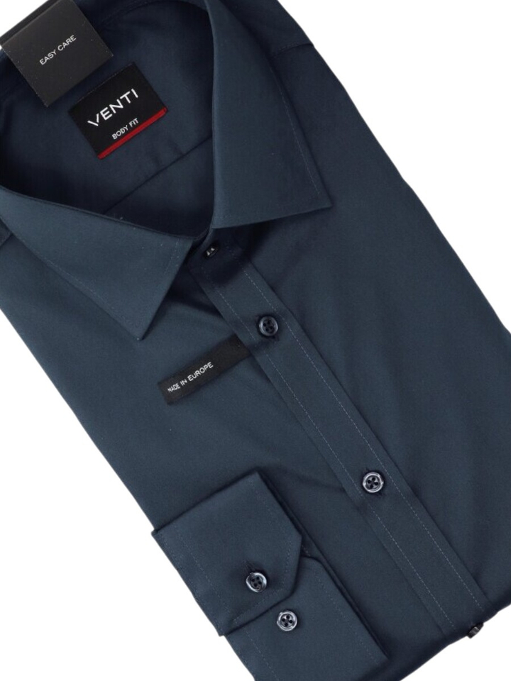 Blauw katoenen hemd (regular fit) en lange mouwen Venti