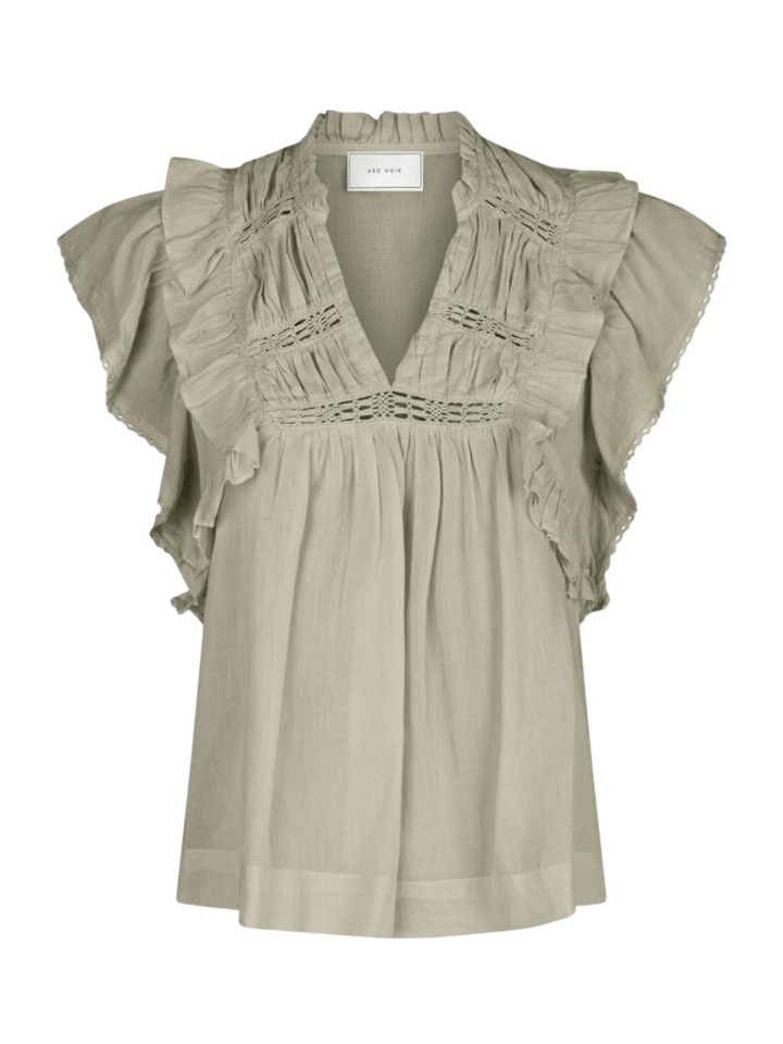 Kaki top met broderie Jayla Neo Noir 