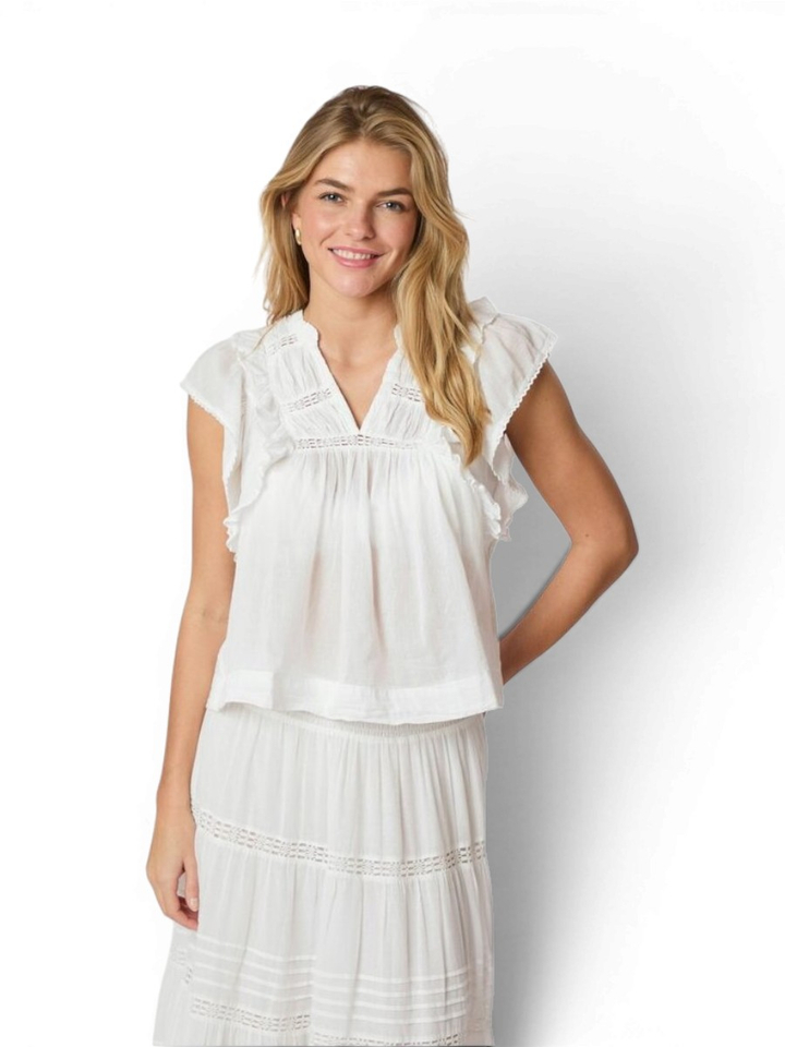 Witte top met broderie Jayla Neo Noir 