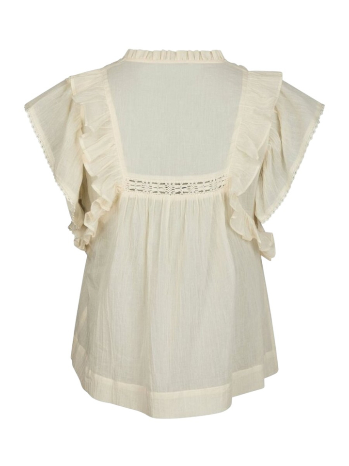 Vanille kleurige katoenen blouse met volants Jayla Neo Noir