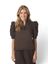 Donkerbruine blouse met pofmouw Roella Neo Noir 