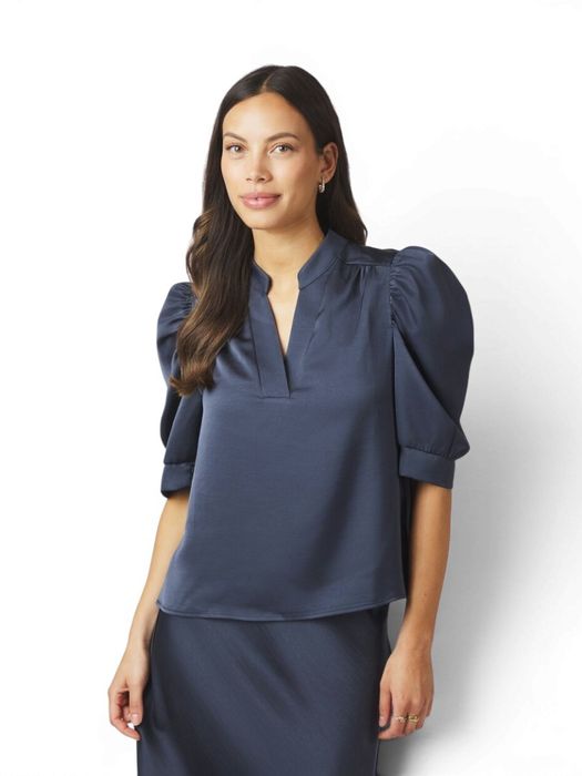 Donkerblauwe blouse Roella Heavy Stateen Neo Noir
