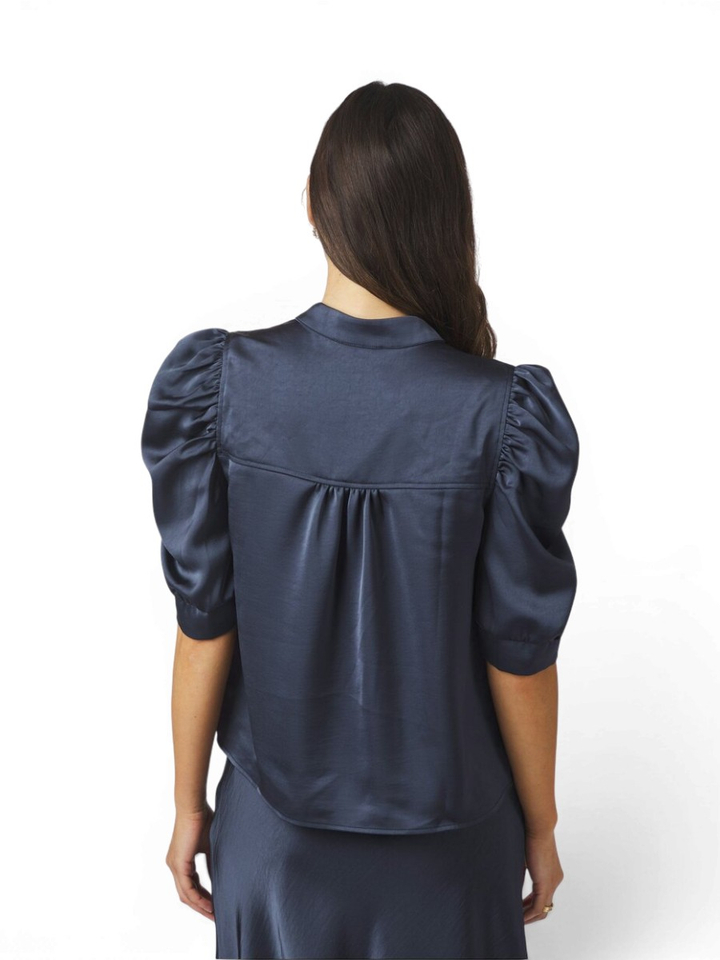 Donkerblauwe blouse Roella Heavy Stateen Neo Noir