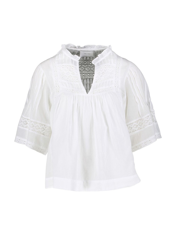 Witte katoenen blouse met details in broderie Siama Neo Noir
