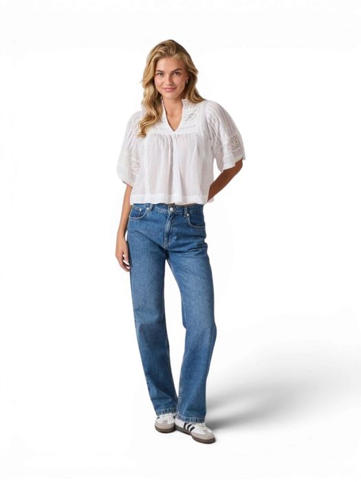Witte katoenen blouse met details in broderie Siama Neo Noir