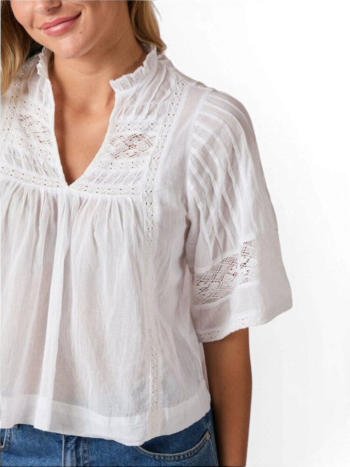 Witte katoenen blouse met details in broderie Siama Neo Noir