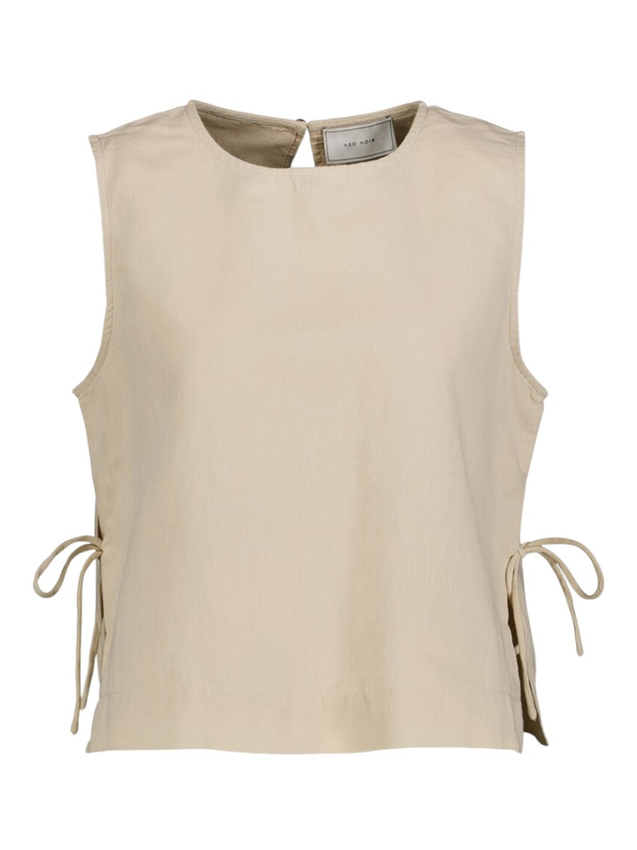 Beige katoenen blouse met korte mouwen Svetlana Neo Noir
