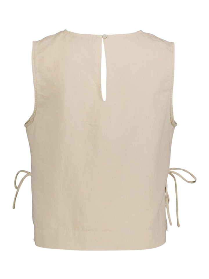 Beige katoenen blouse met korte mouwen Svetlana Neo Noir