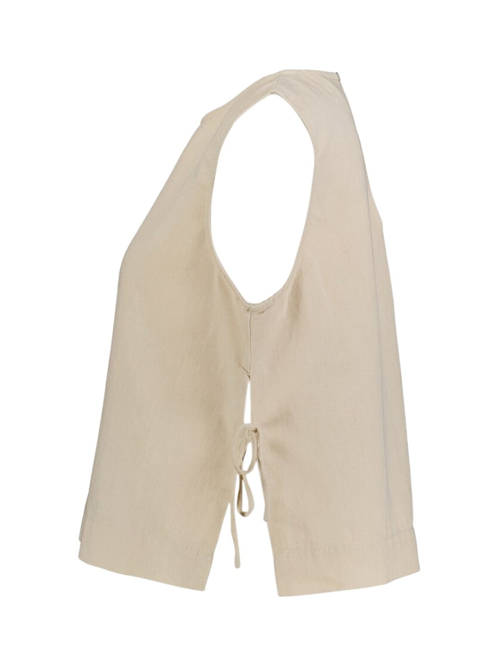 Beige katoenen blouse met korte mouwen Svetlana Neo Noir