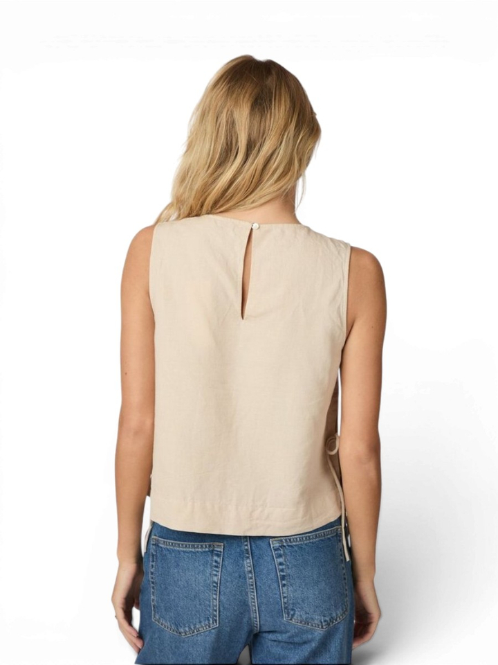 Beige katoenen blouse met korte mouwen Svetlana Neo Noir