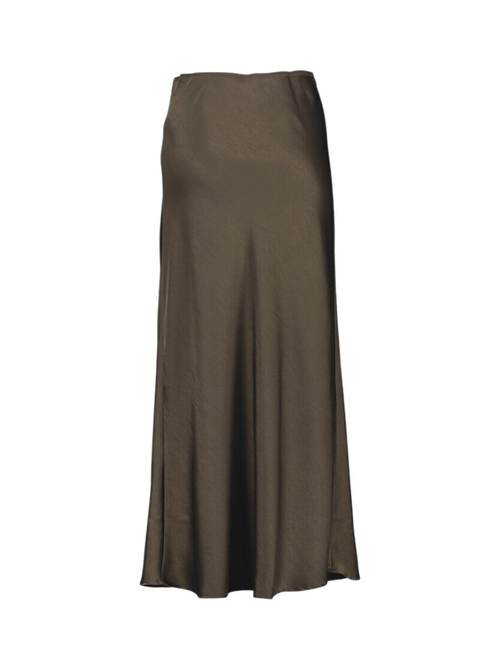 Bruine glanzende rok met elastiek Vicky Neo Noir