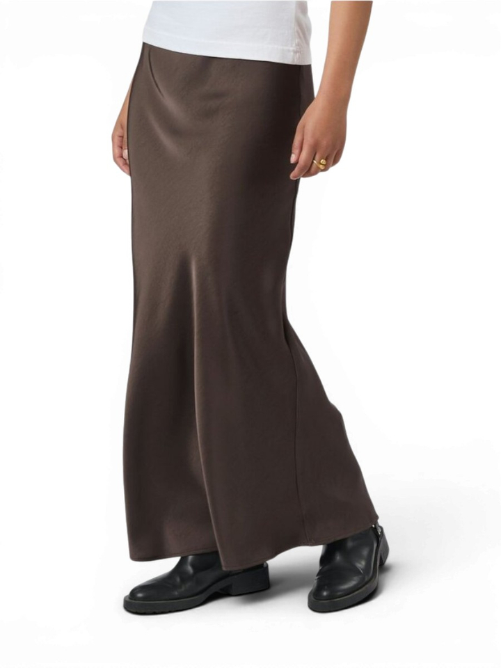 Bruine glanzende rok met elastiek Vicky Neo Noir
