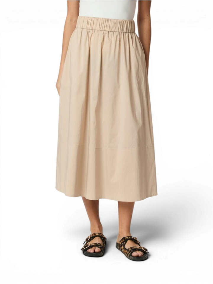 Beige plooirok met elastiek en zakken Yara Neo Noir 