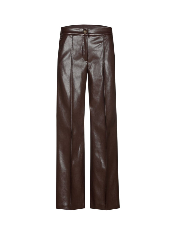 Bruine broek in lakleder Pietrovic Xandres