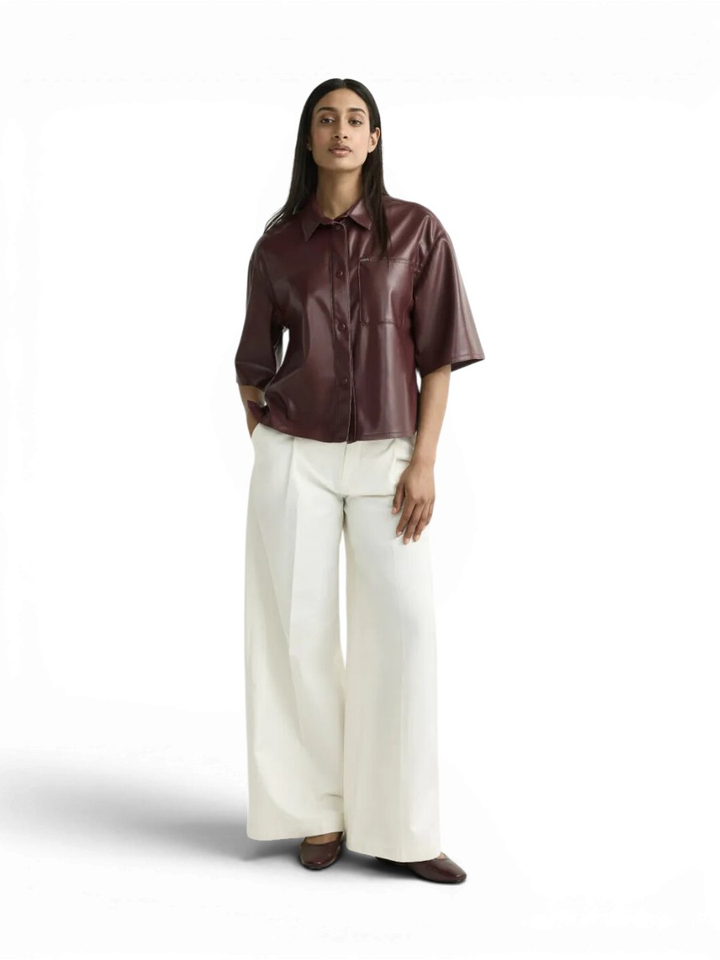 Bordeaux lederlook bloes Horris Xandres