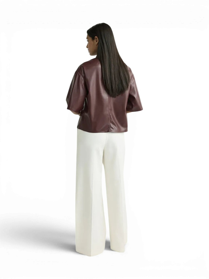 Bordeaux lederlook bloes Horris Xandres