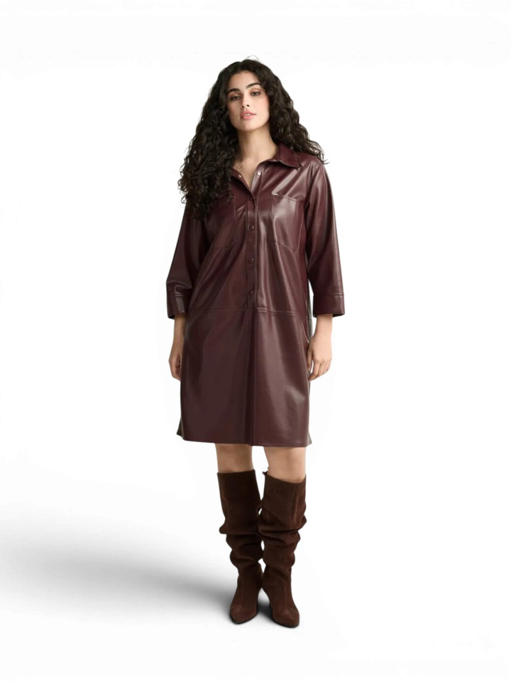 Bordeaux jurk in lederlook Kobien Xandres 