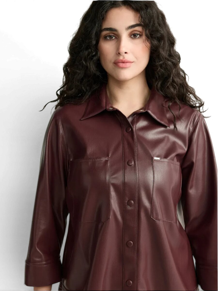 Bordeaux jurk in lederlook Kobien Xandres 