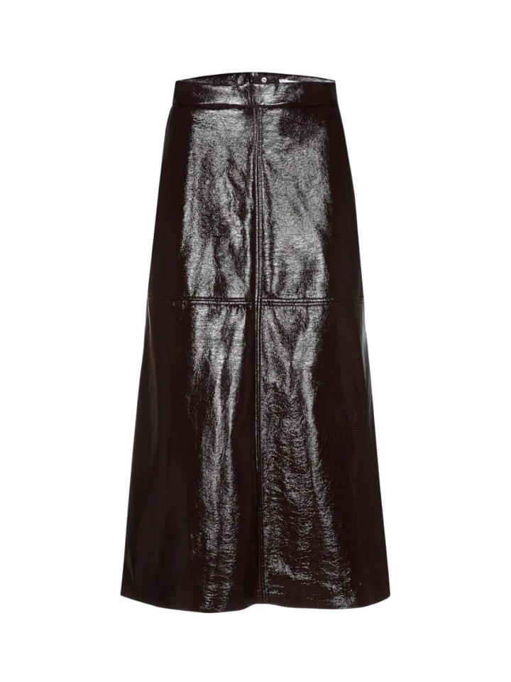 Bruine rok met laklederen look Rheya Xandres