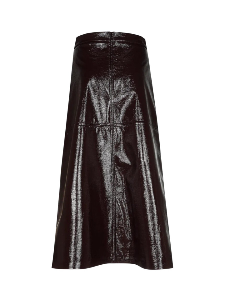 Bruine rok met laklederen look Rheya Xandres