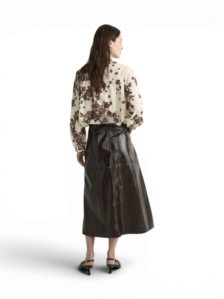 Bruine rok met laklederen look Rheya Xandres