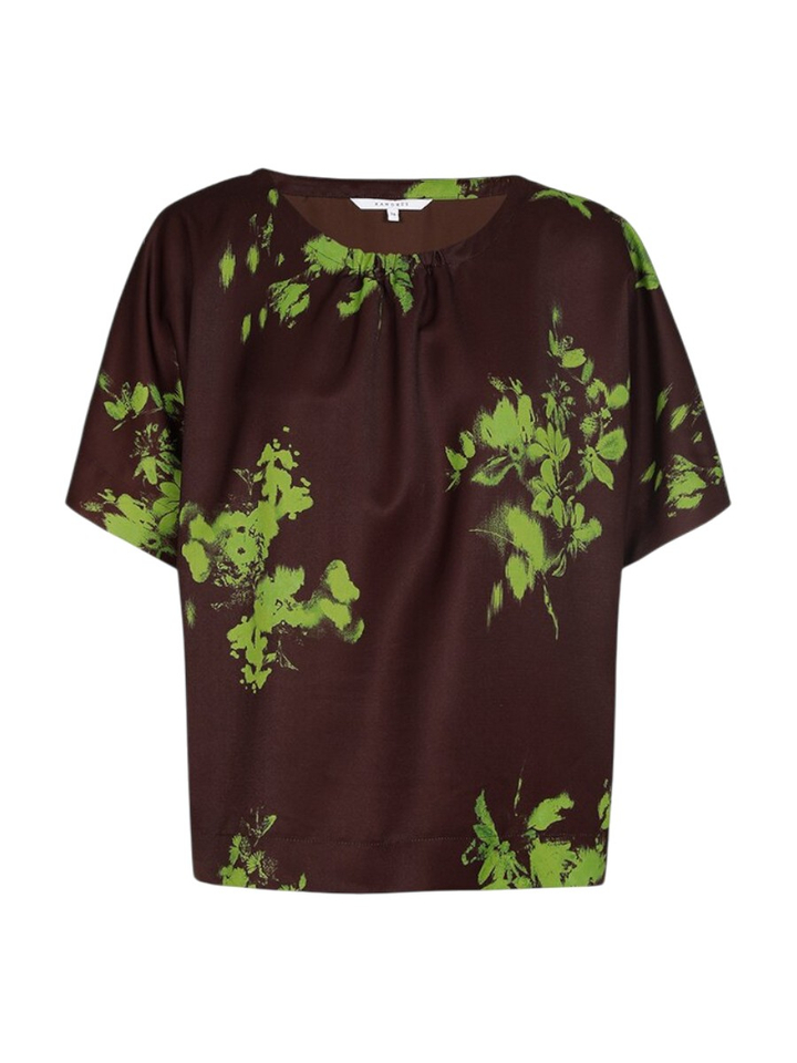 Bruine bloes met groene print Hettie Xandres