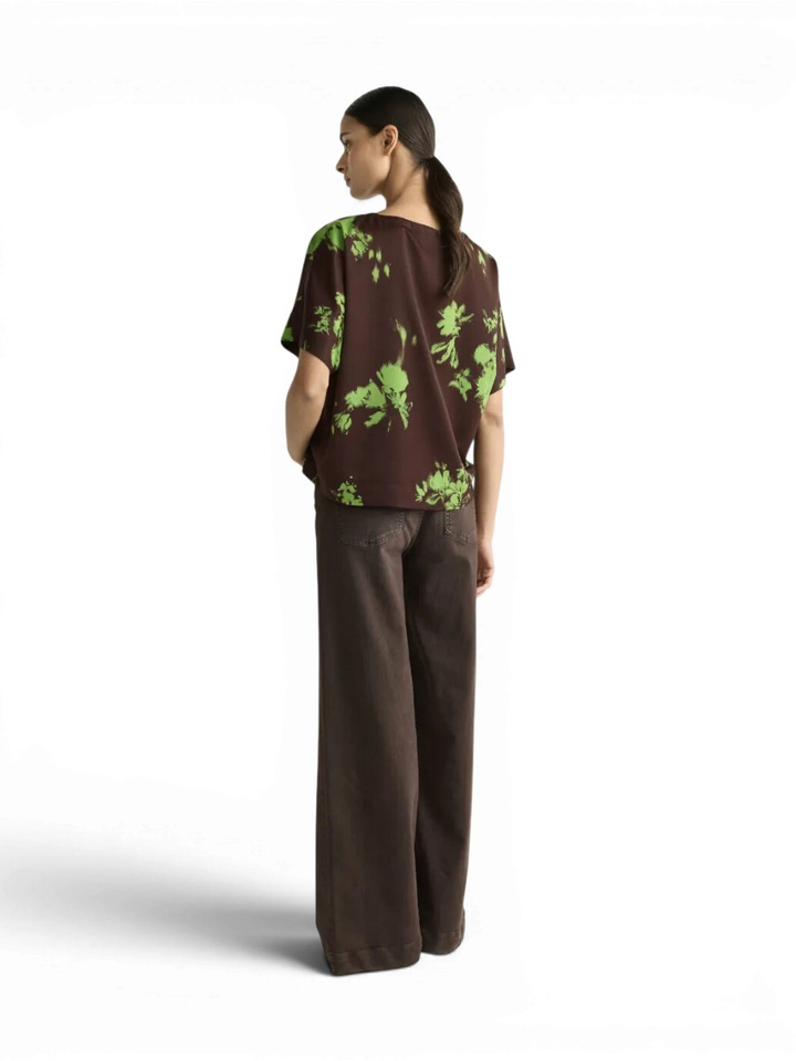 Bruine bloes met groene print Hettie Xandres