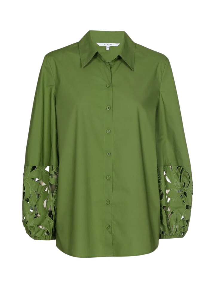 Groene katoenen bloes met broderie Habiet Xandres