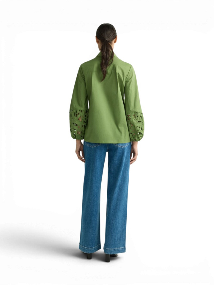 Groene katoenen bloes met broderie Habiet Xandres